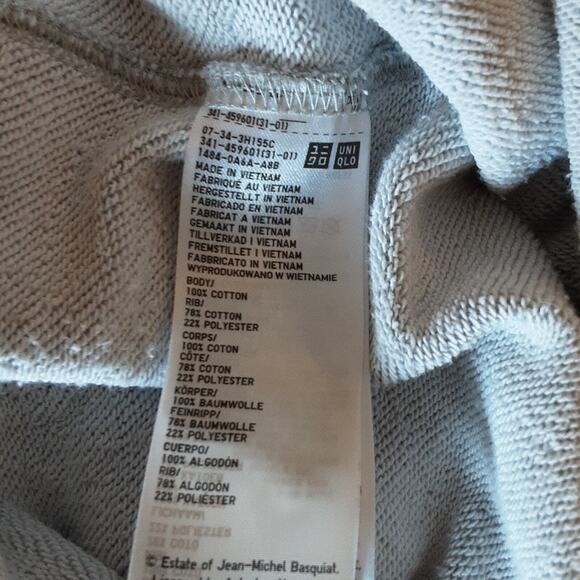 Uniqulo BASQUAIT Artist Grey Fleece Pocketed Hoodie XS - Picture 6 of 12